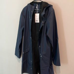 NWT rains unisex long blue rain jacket